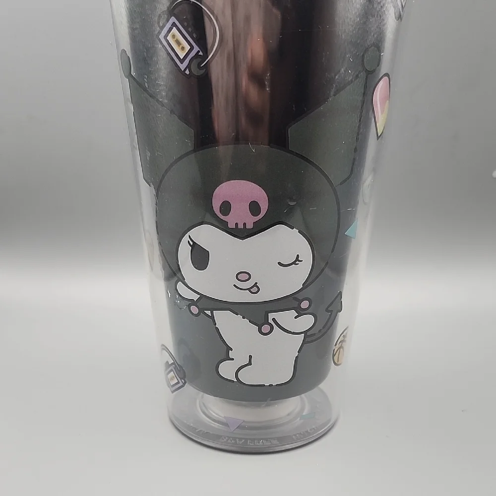 Cute Character Party Cup with Dome Lid - Black and Pink